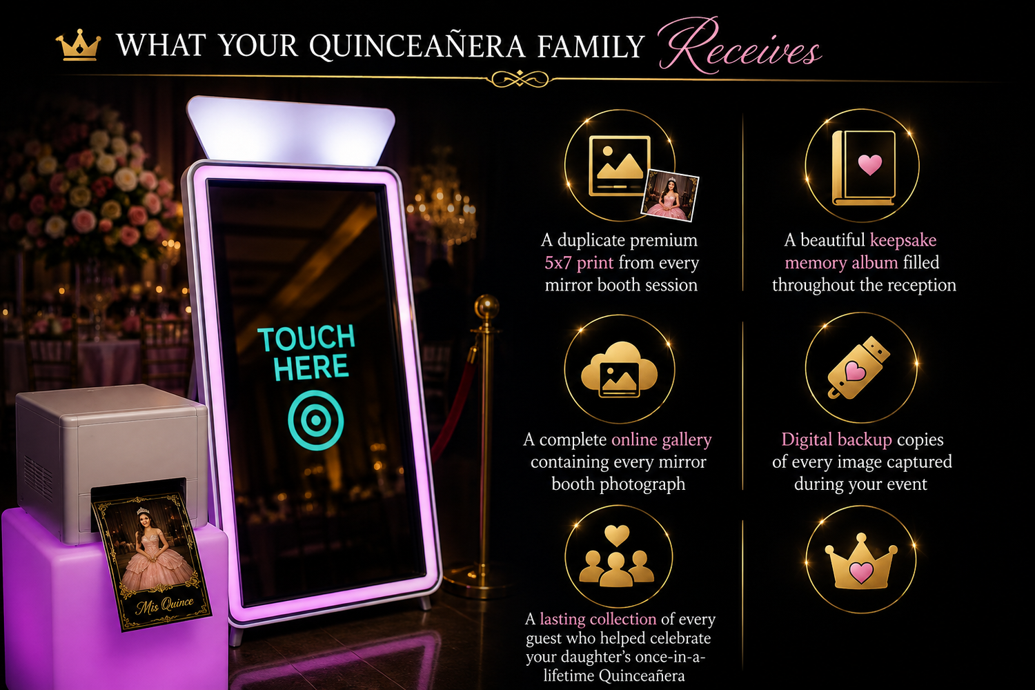 Mirror Booth rental Dallas for elegant receptions delivering premium prints digital sharing and unforgettable interactive entertainment