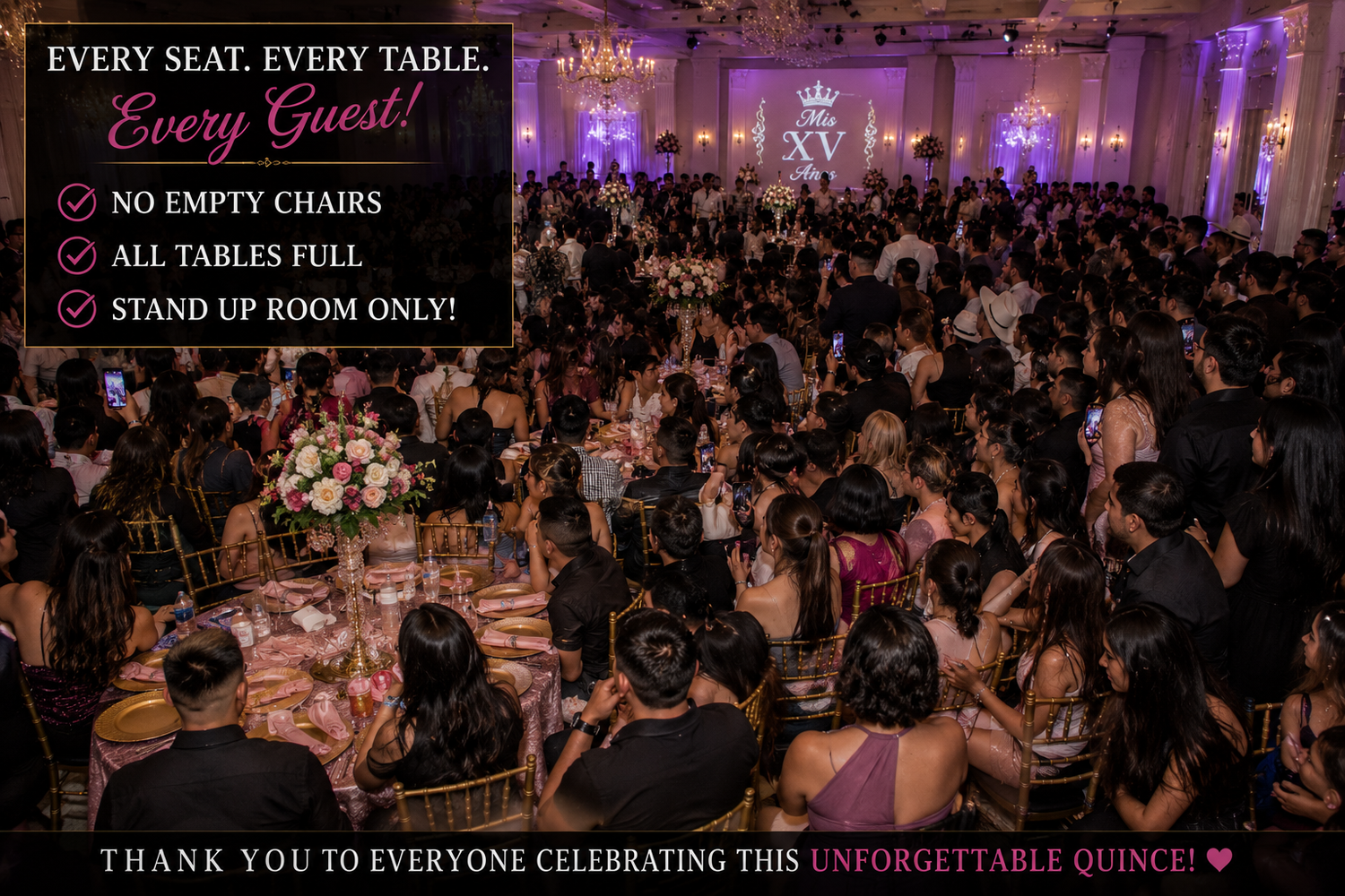 Open invite Quince event showing why guest list planning, venue selection, RSVP tracking and parking preparation all matter together