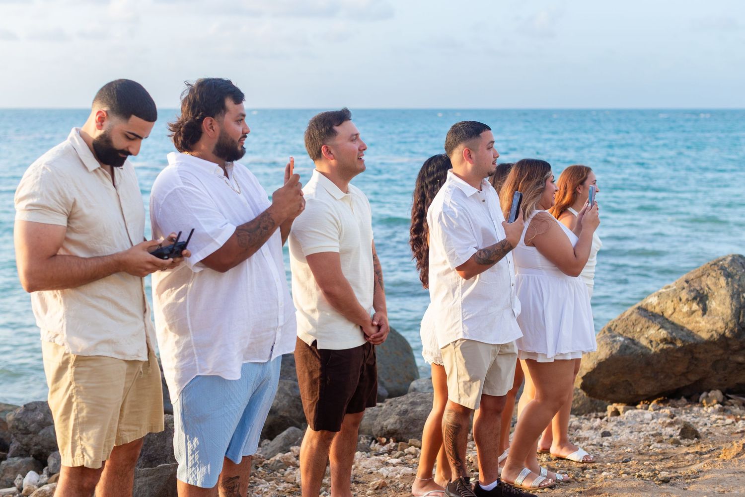 Marriage proposal. Family members awaiting the arrival of the woman. Río Grande, Puerto Rico.
