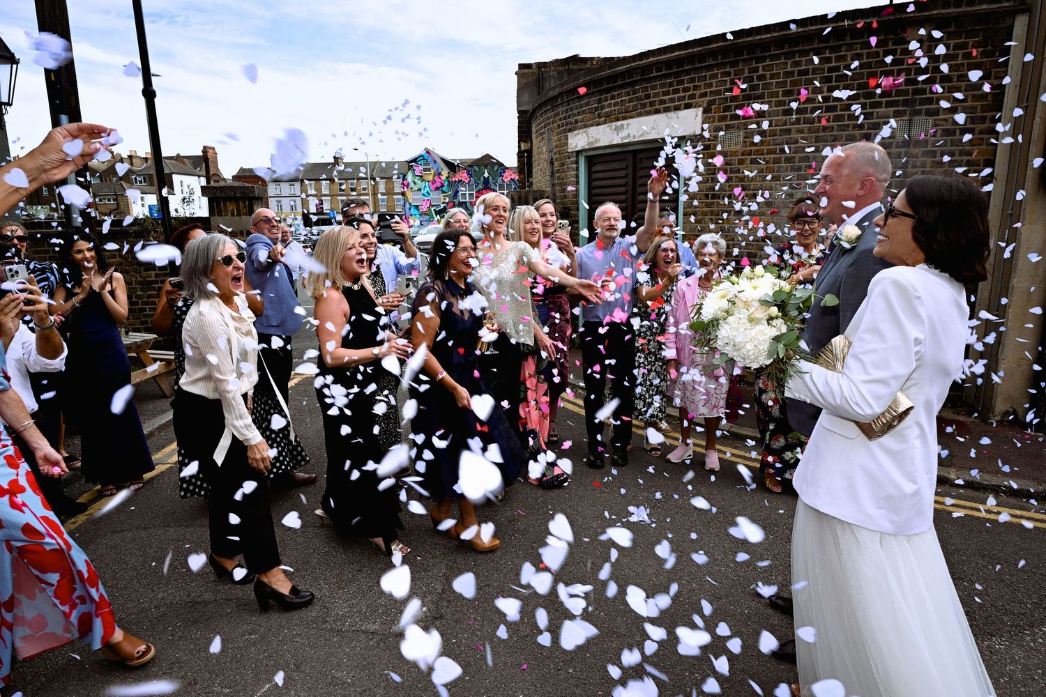 Throwing confetti