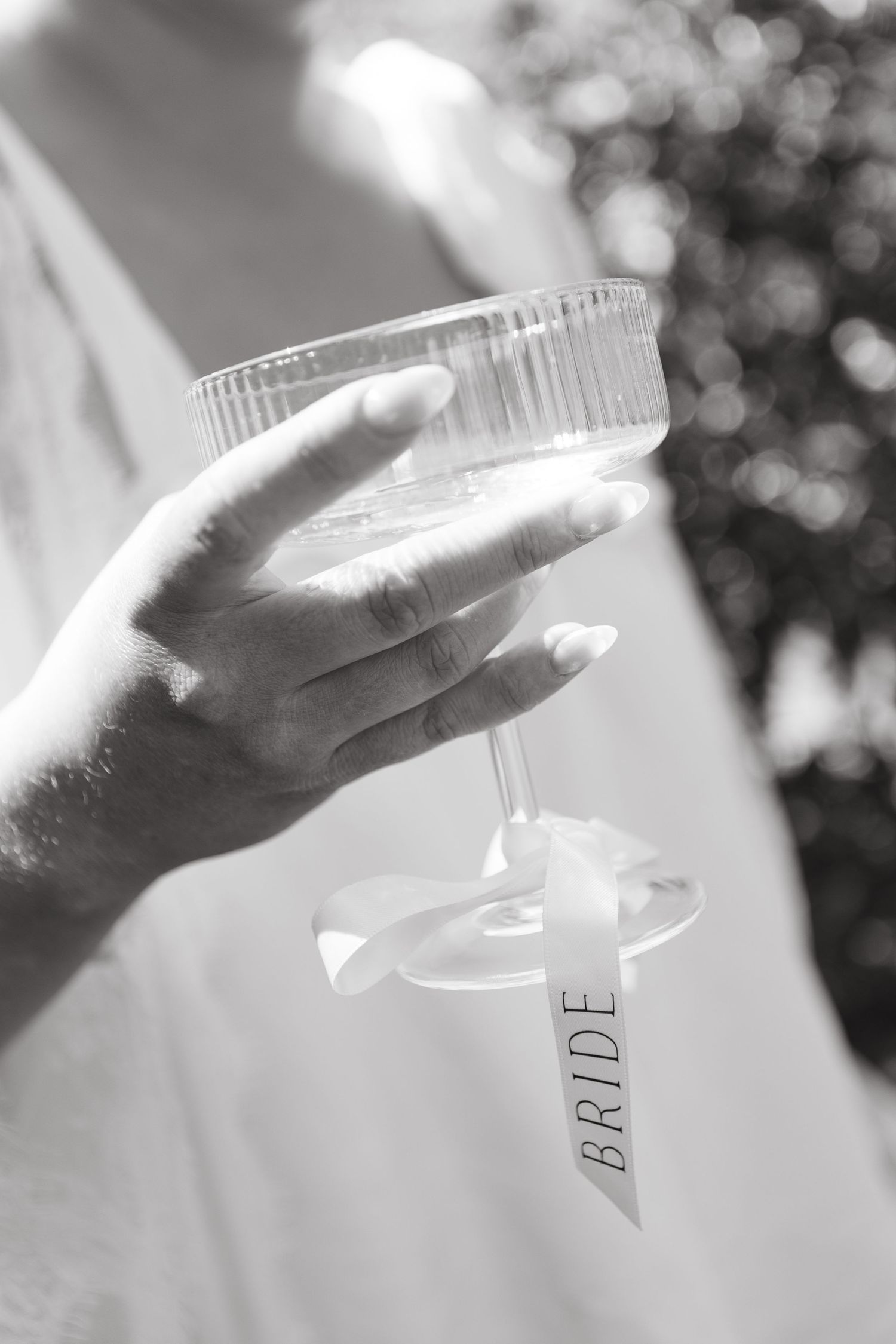 Bride holding champagne glass at Dungog wedding in Hunter Valley NSW