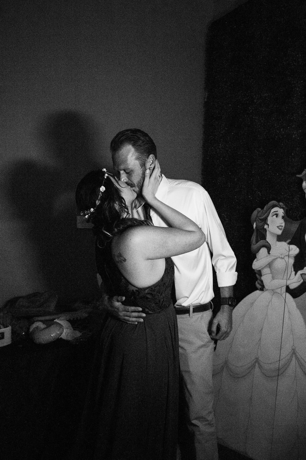 Channel Side Club in Palm Coast Florida. Wedding photography of fun wedding reception. People dancing at party.