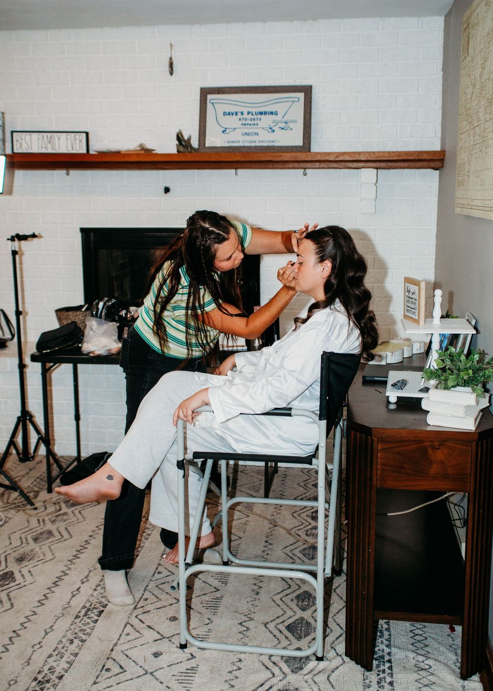 Bride getting bridal make-up in Sherwood,MI