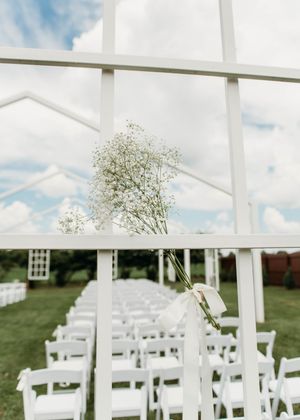 Detail shot of baby's breathe decoration for wedding ceremony space in Sherwood,MI
