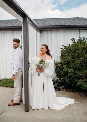 Bride and Groom doing First Touch before the ceremony in Sherwood,MI