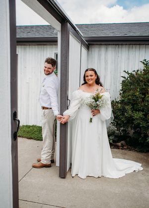 Bride and Groom doing First Touch before the ceremony in Sherwood,MI