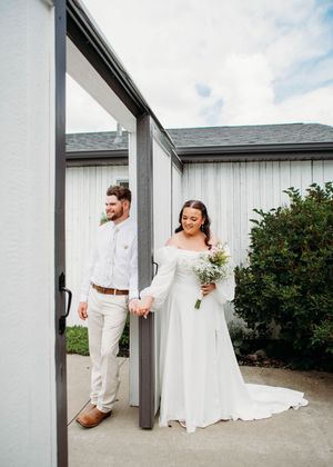 Bride and Groom doing First Touch before the ceremony in Sherwood,MI