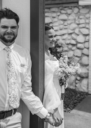 Bride and Groom doing First Touch before the ceremony in Sherwood,MI