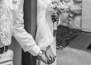 Bride and Groom doing First Touch before the ceremony in Sherwood,MI