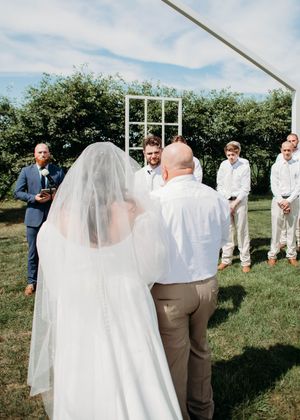 Bride, Dad and Groom during ceremony