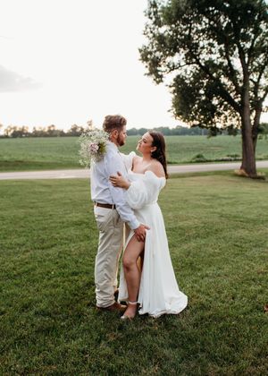 Bride and Groom posed at sunset in Sherwood,MI