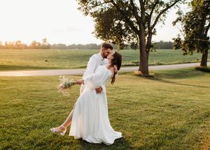 Bride and Groom posed at sunset in Sherwood,MI