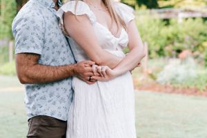 engaged couple torso close up