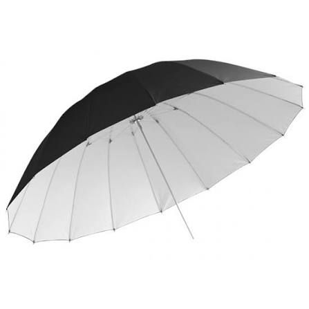 Large professional photography studio umbrella with black exterior and white reflective interior, featuring 16 panels.