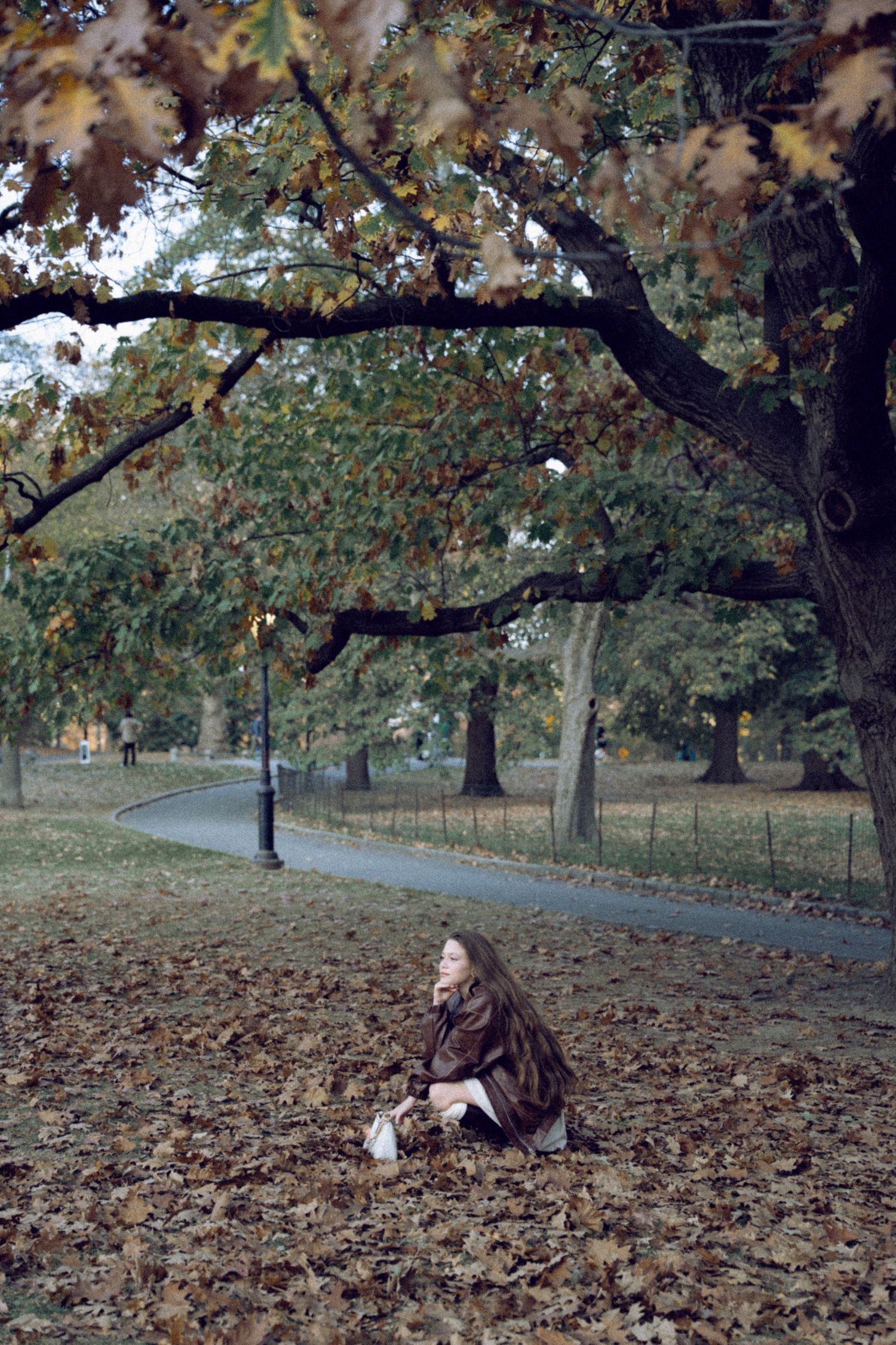 An ethereal, cinematic portrait of a beautiful woman in Central Park—timeless elegance meets New York’s natural charm