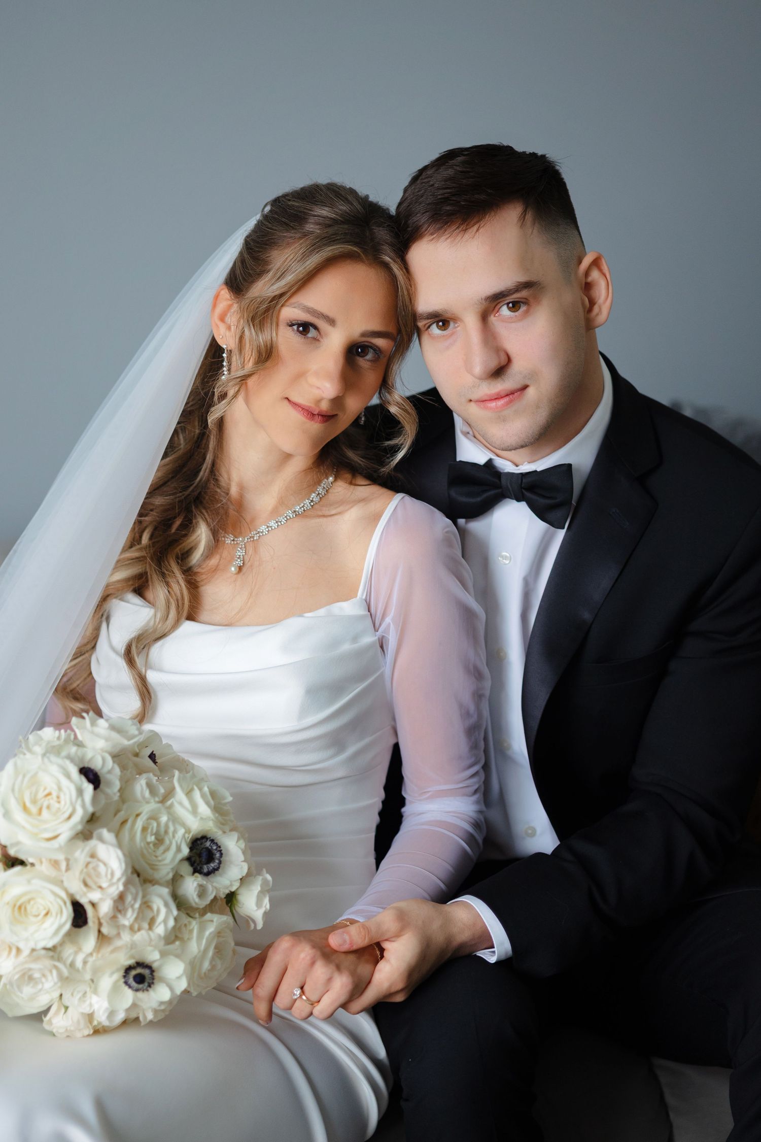 Romantic portrait of bride and groom photographed by Tom Forrest of Hudson, Ohio.