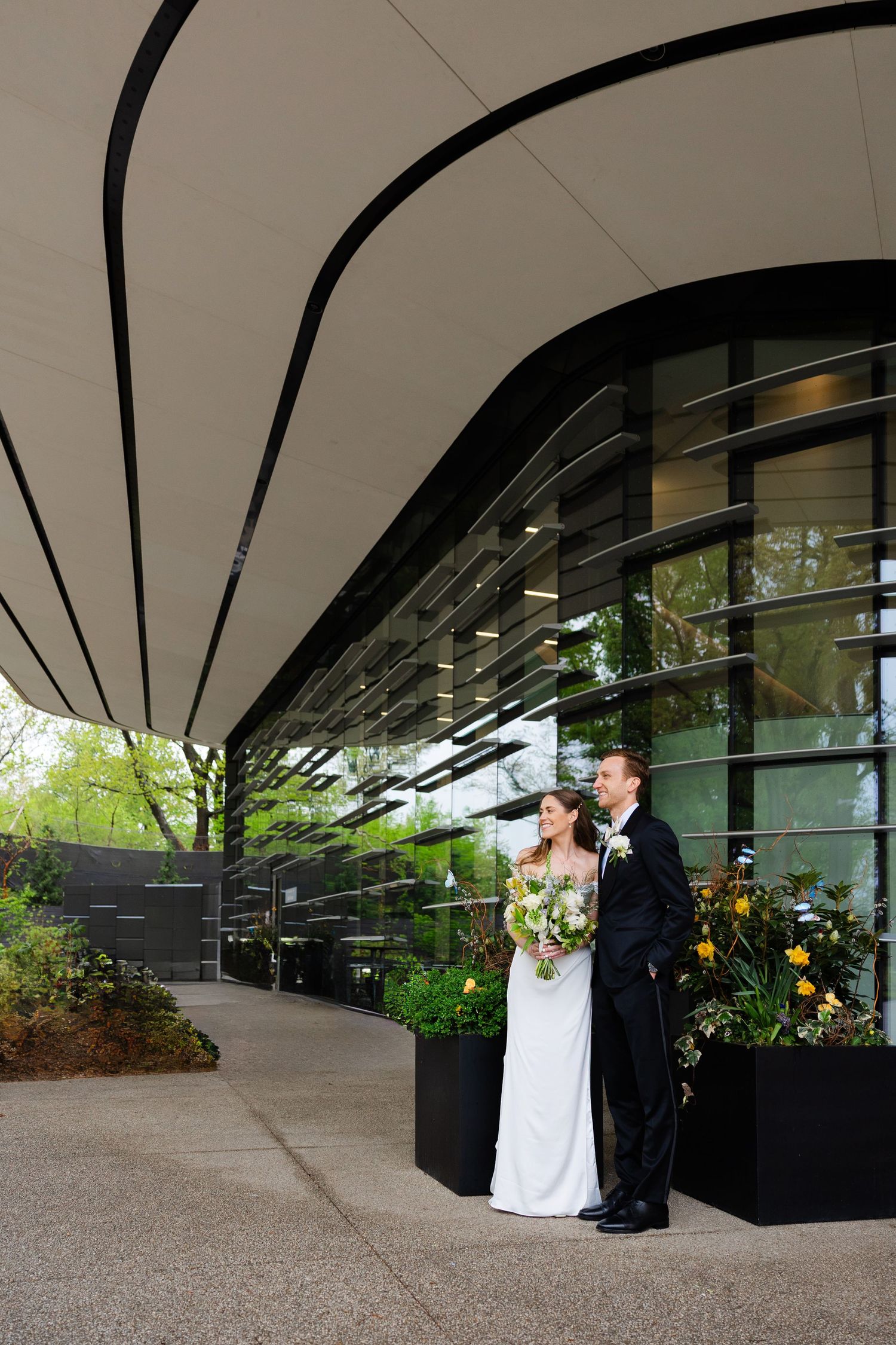 Bride and groom on their wedding day at The Natural History Museum in Cleveland photographed by Tom Forrest Photography of Hudson, Ohio.
