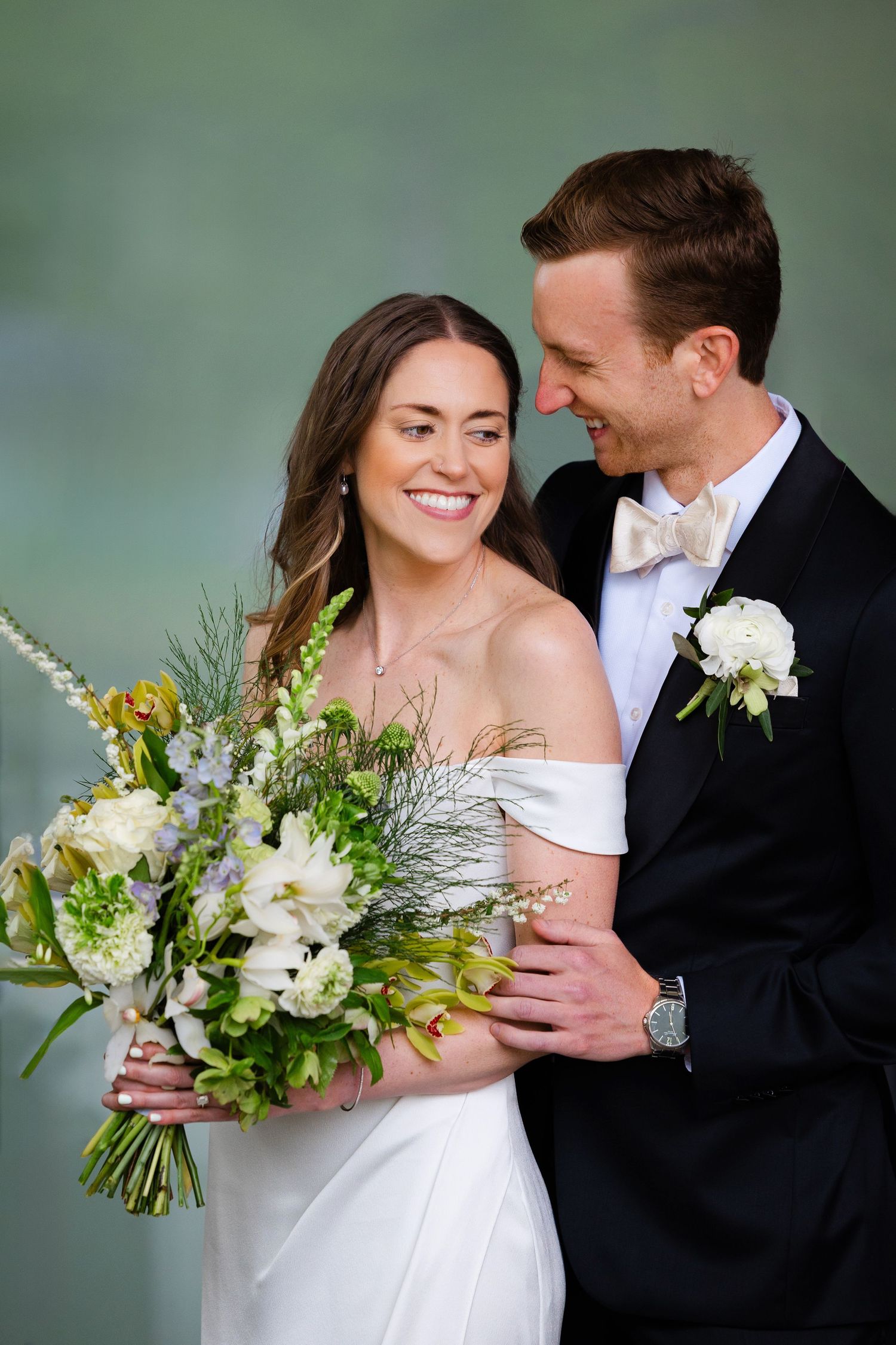 Bride and groom during their springtime wedding in Cleveland photographed by Tom Forrest Photography of Hudson, Ohio.