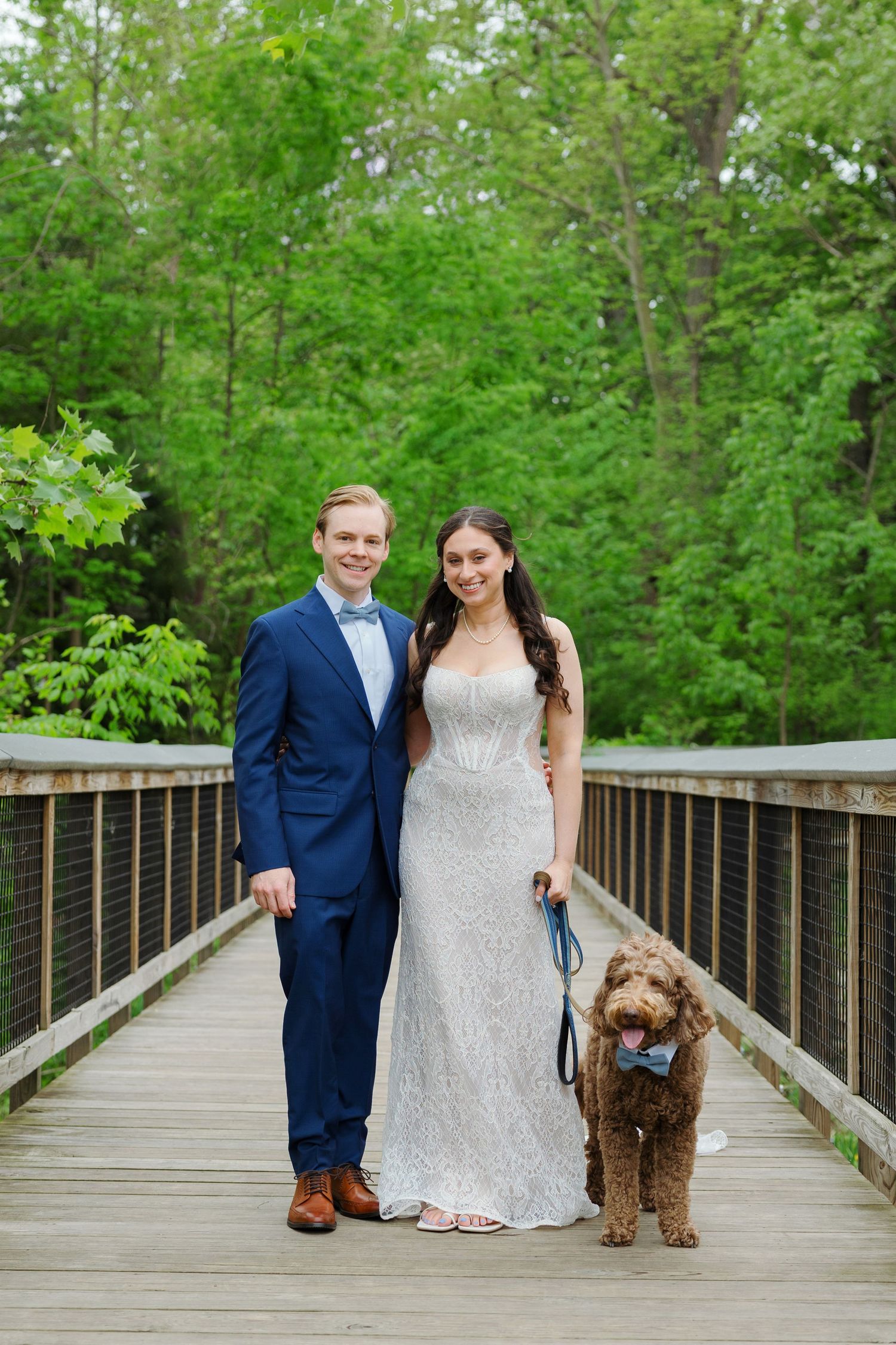 Bride and groom on their wedding day at the Shaker Nature Reserve photographed by Tom Forrest Photography of Hudson, Ohio.