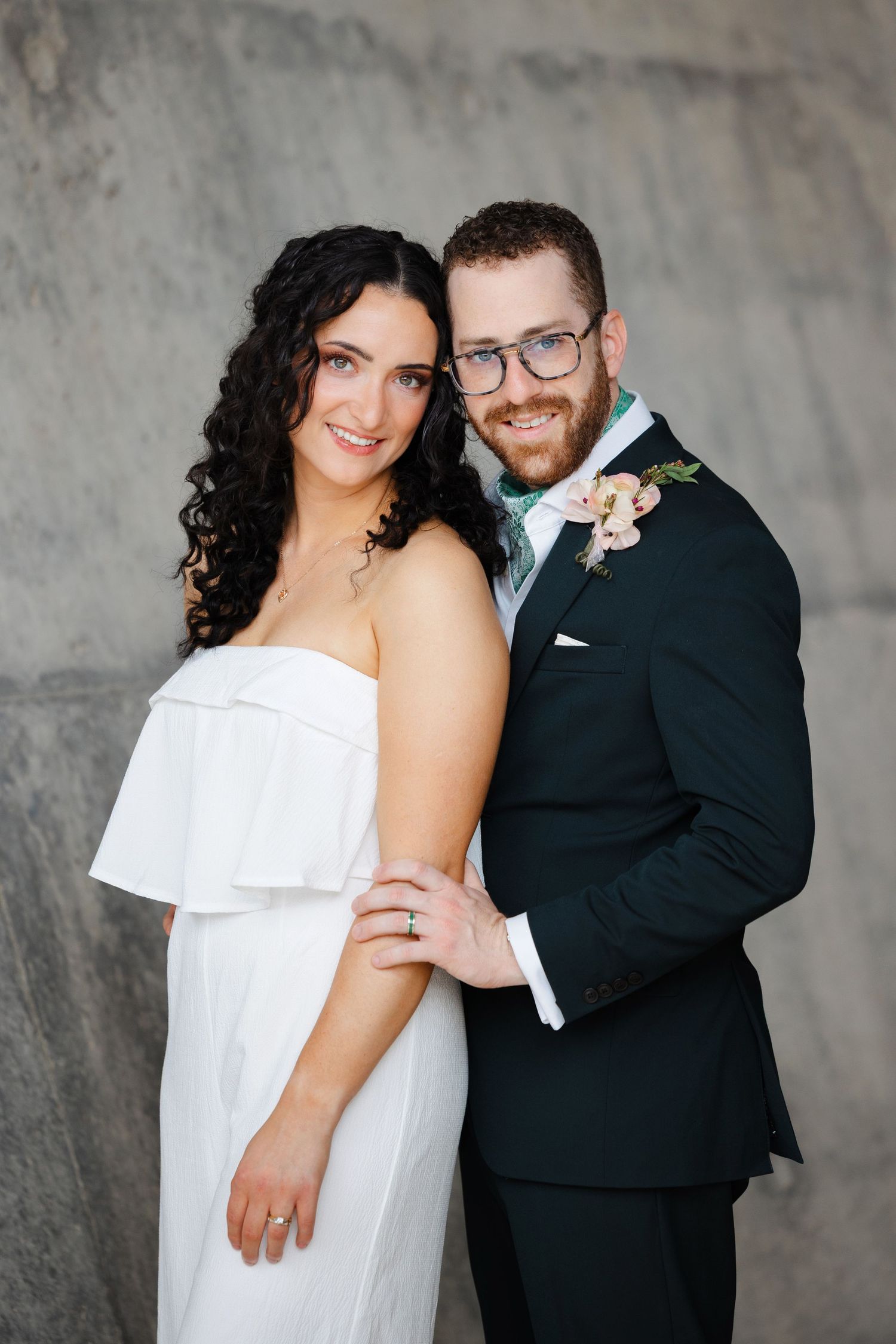 Bride and groom during their wedding reception at the Akron Museum of Art photographed by Tom Forrest Photography of Hudson, Ohio.