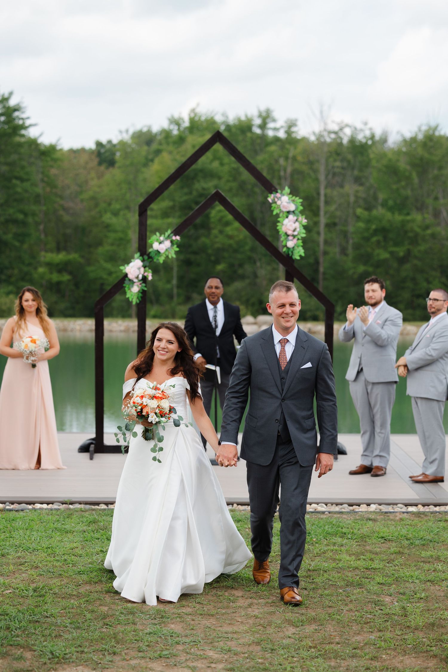 Bride and groom during their wedding day at private residence photographed by Tom Forrest Photography of Hudson, Ohio.