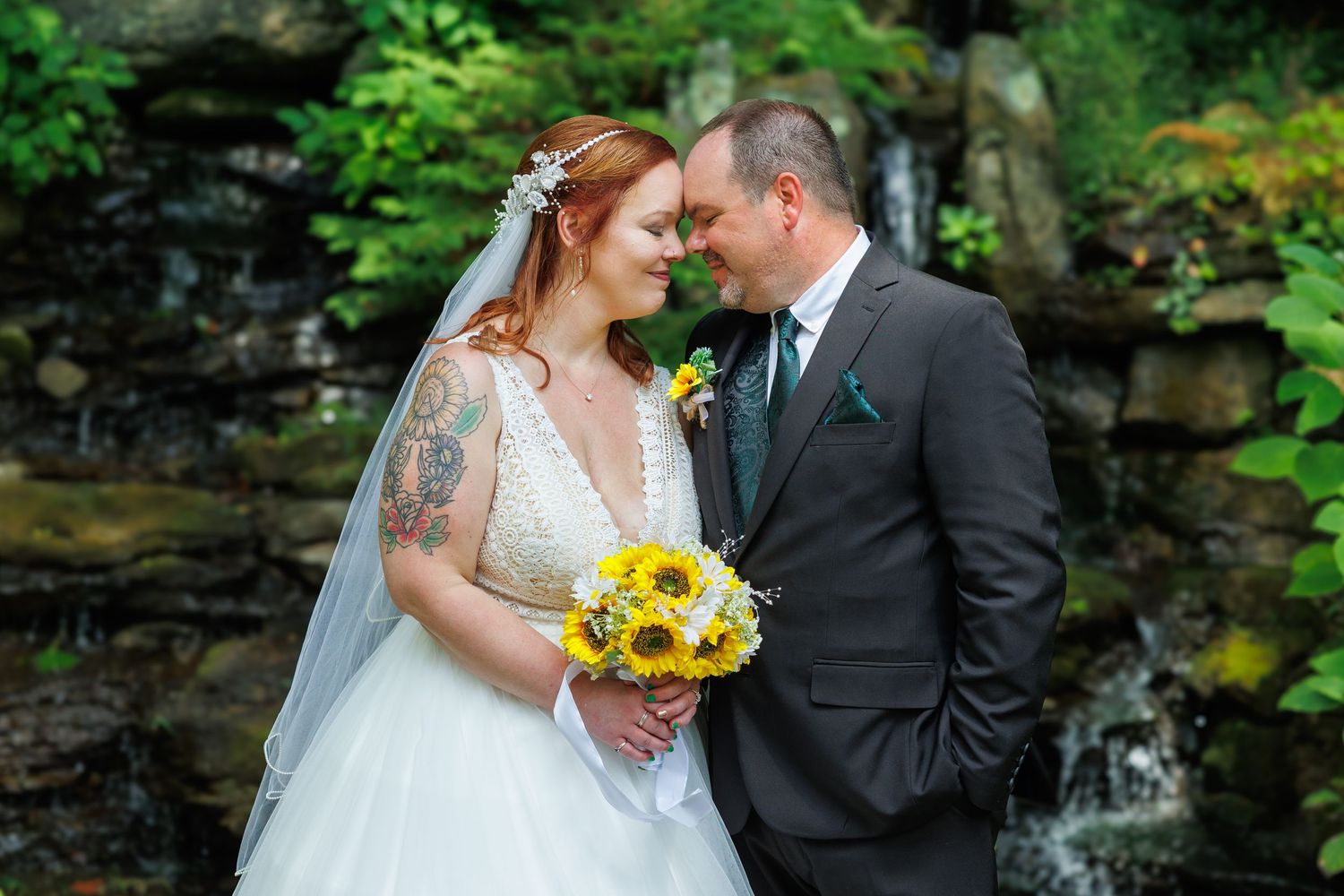 Newlyweds embracing at Stan Hywet photographed by Tom Forrest Photography of Hudson, Ohio.