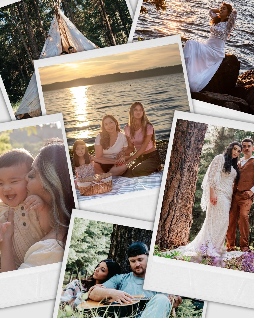 Collage of golden hour summer photo sessions by Rochelle Marie Photography.