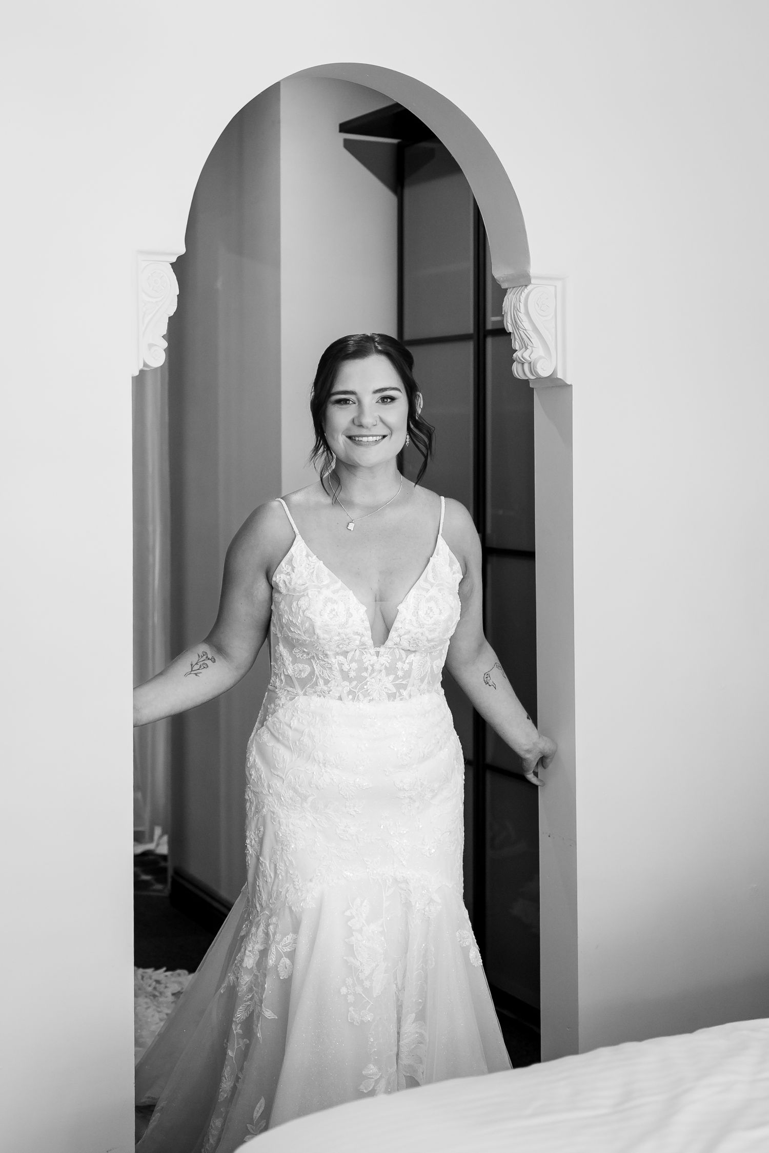 Romantic black and white portrait through flowing veil from Kate Lafferty Photography