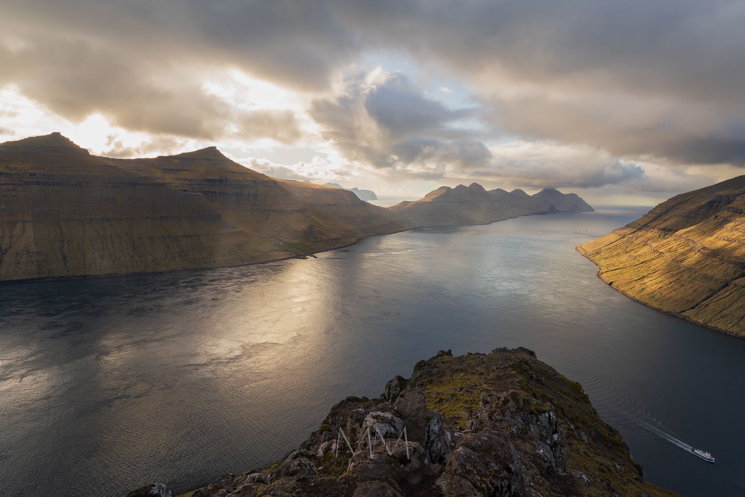 View from Klakkur, at sunset. Faroe Islands landscape photography.