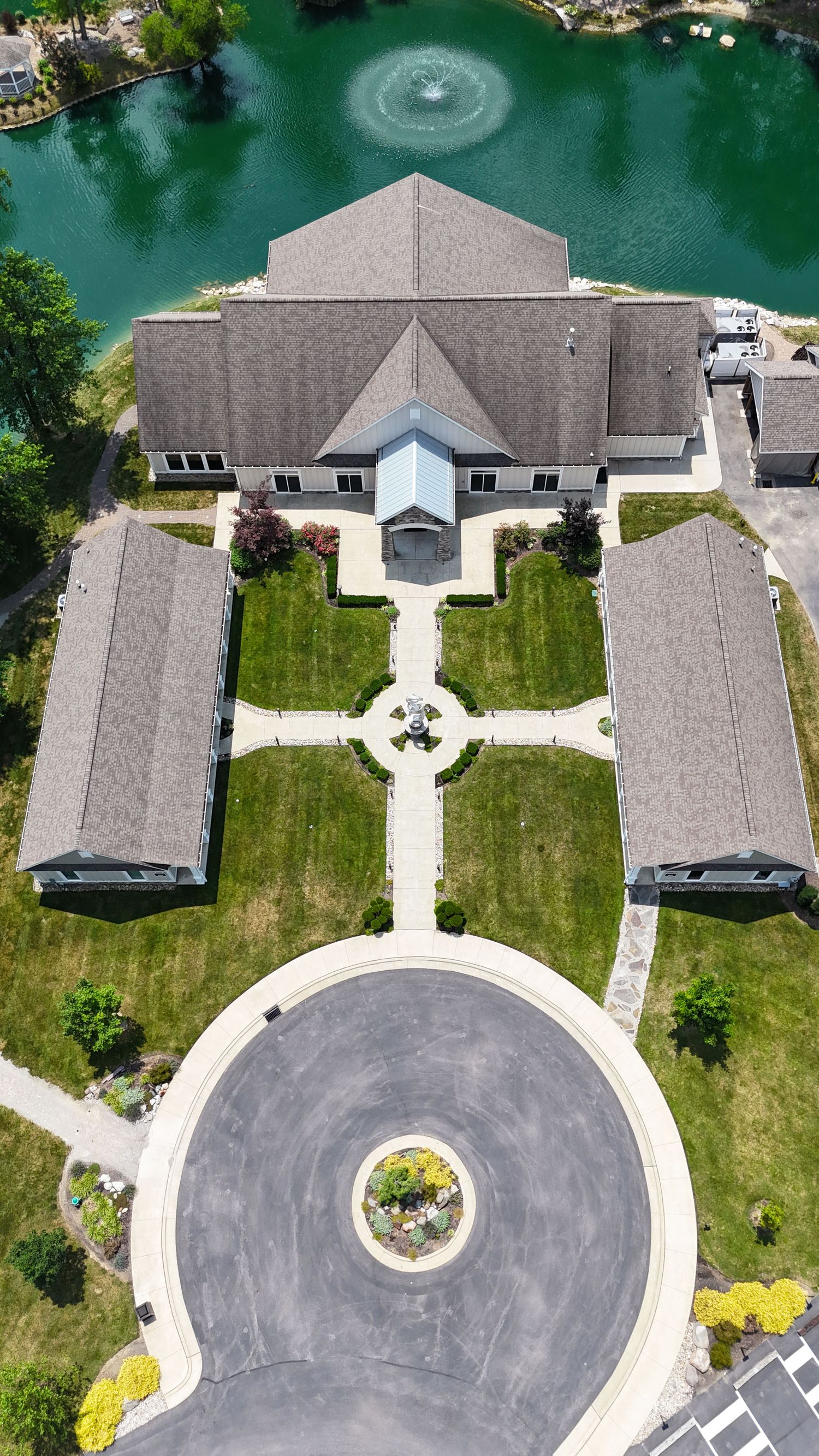 High-resolution drone image of a corporate event space in Hilliard