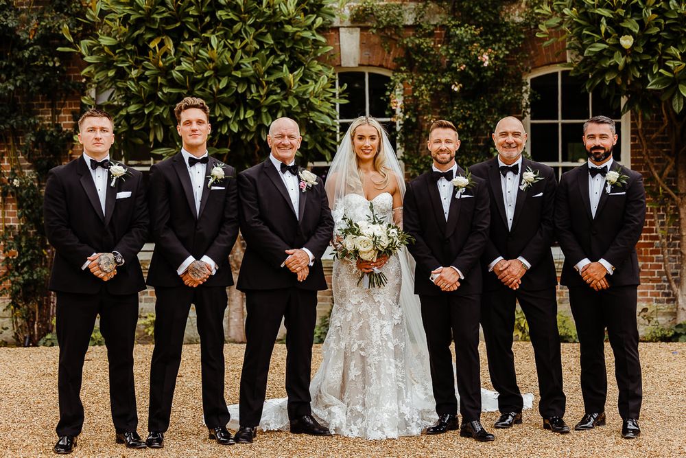 group shot tuxedo cotswolds wedding