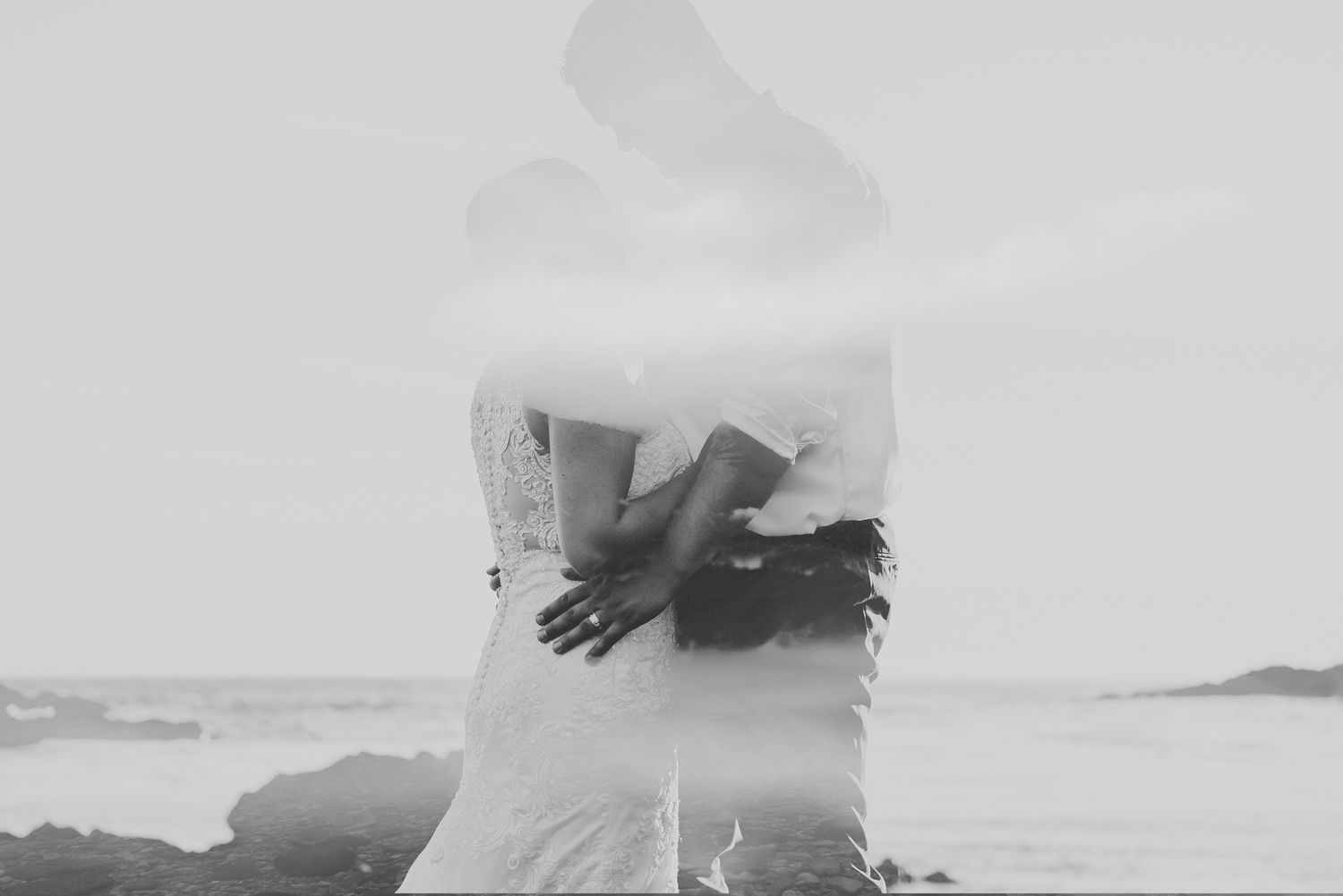wedding couple on beach vancouver island