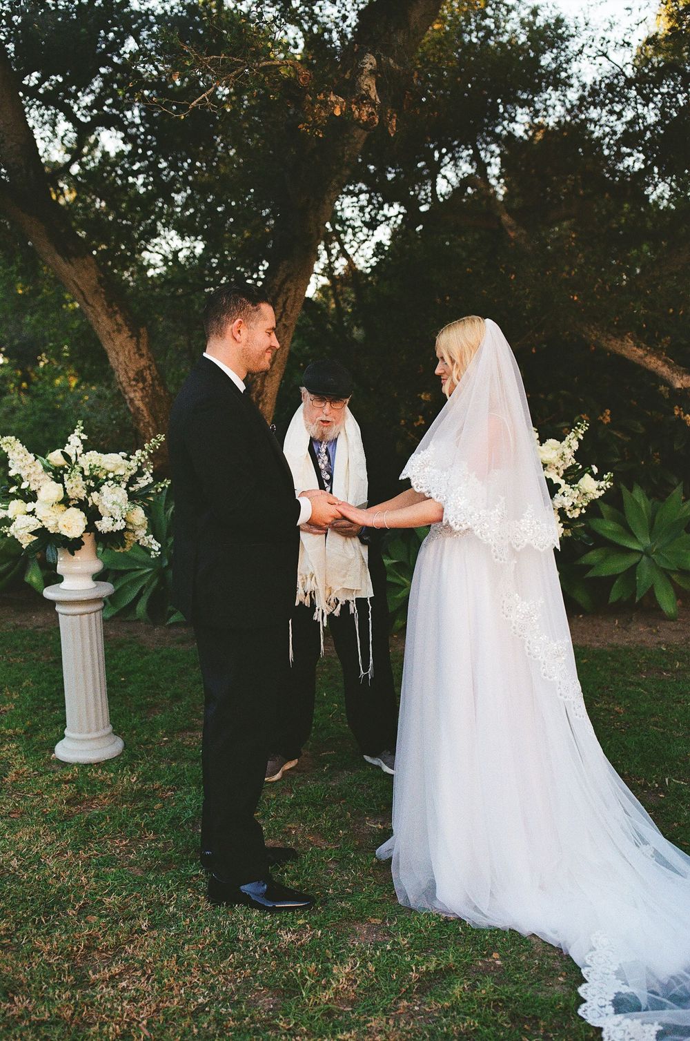 Couple poses for wedding vows in santa barbara captured on film photography