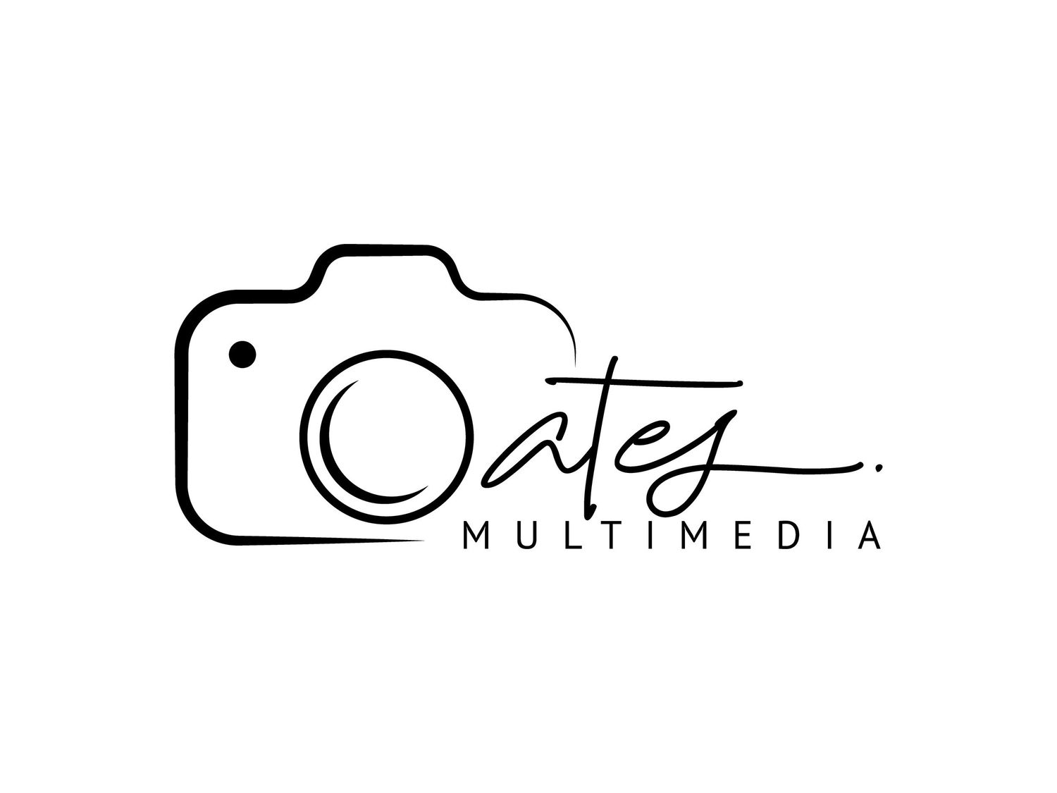 Professional photography and multimedia company logos in black and white design.