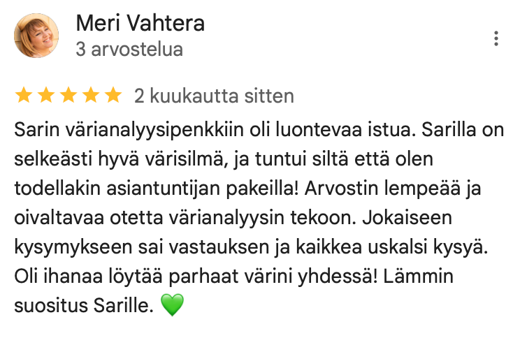 Värianalyysi Helsinki Sari Salo Photography