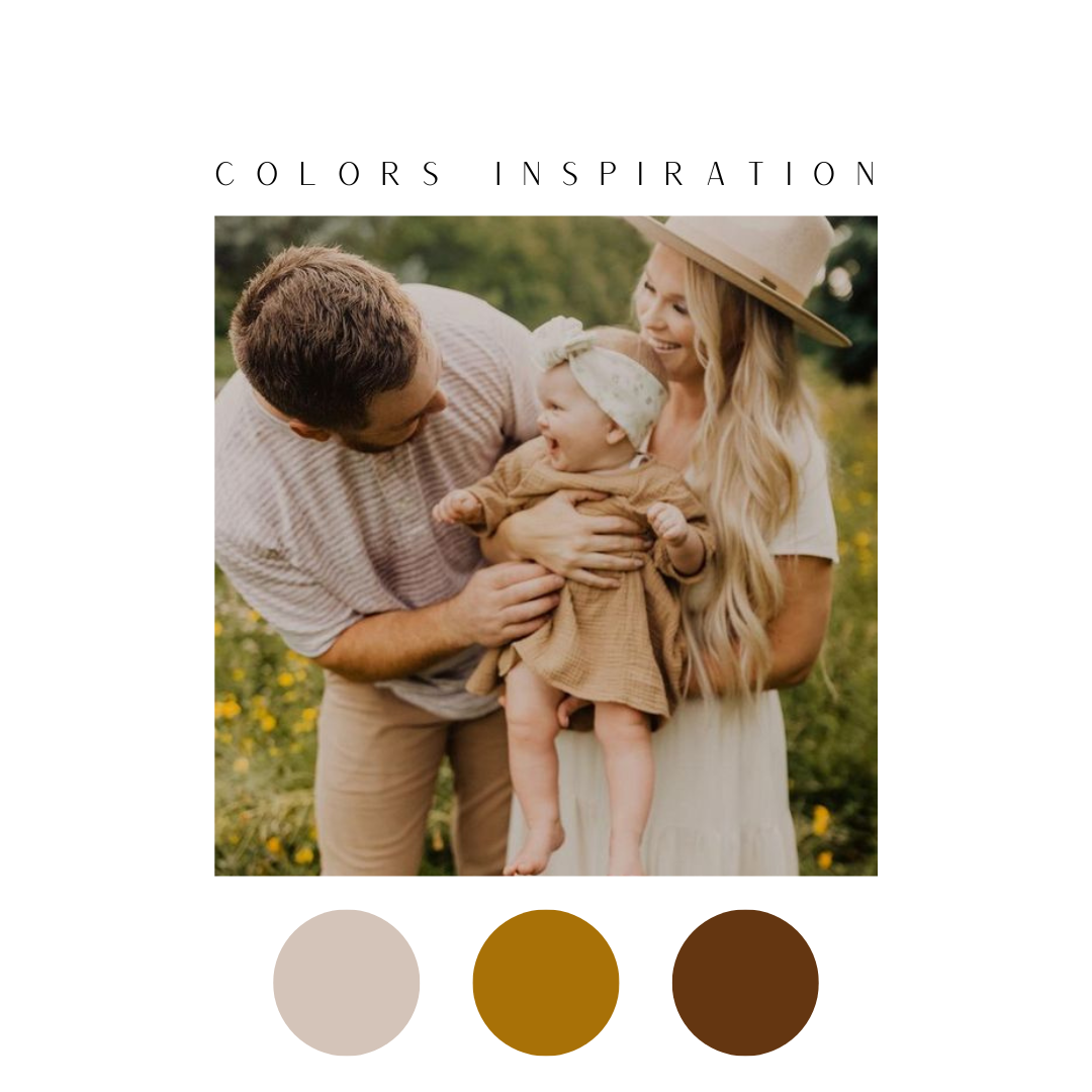 Lifestyle family photo with warm brown and beige color palette.