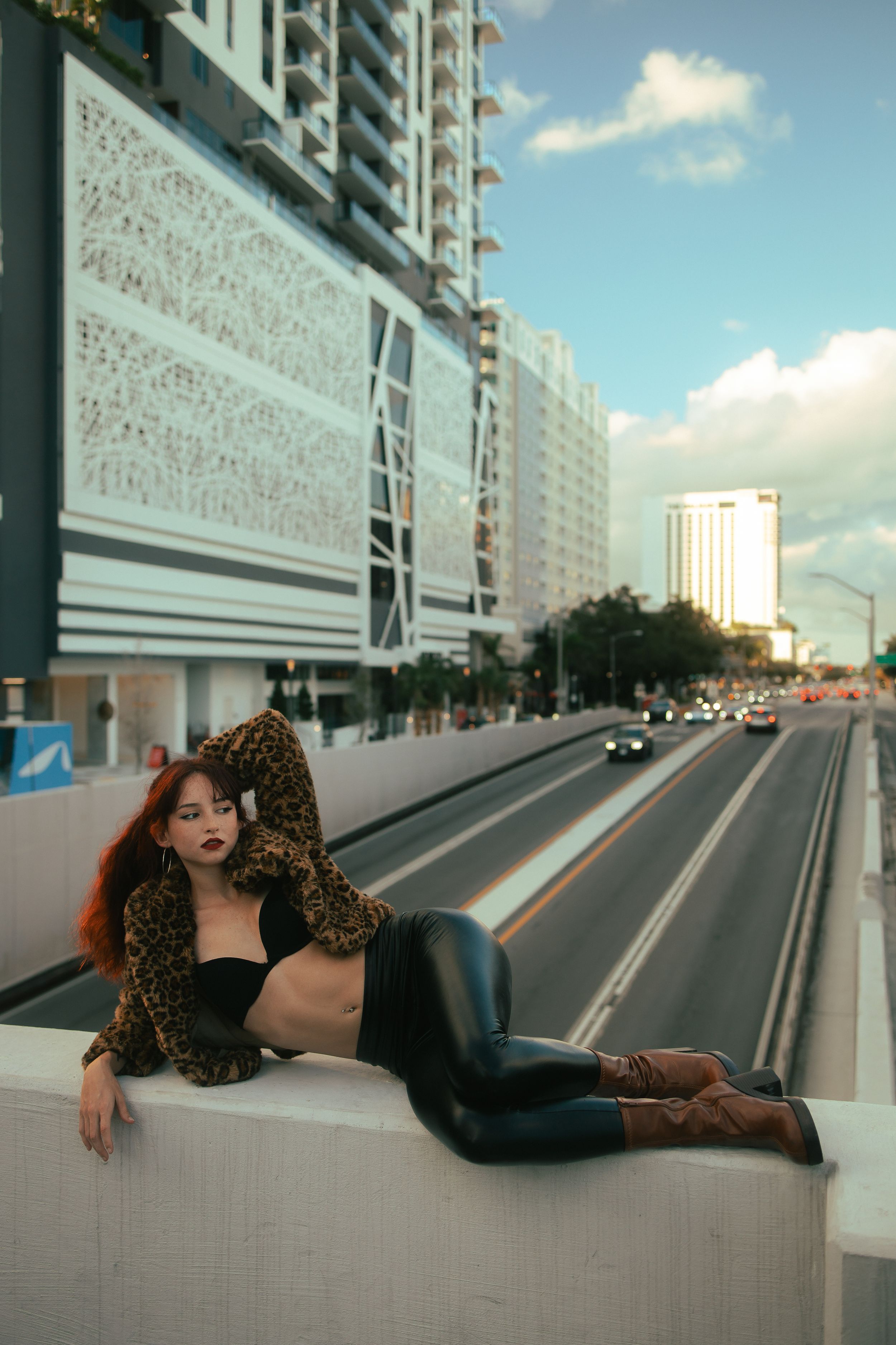 Fashion editorial in downtown Miami, Prada-inspired chic look. Perfect for Pinterest moodboards, Miami Swim Week & Art Basel events.