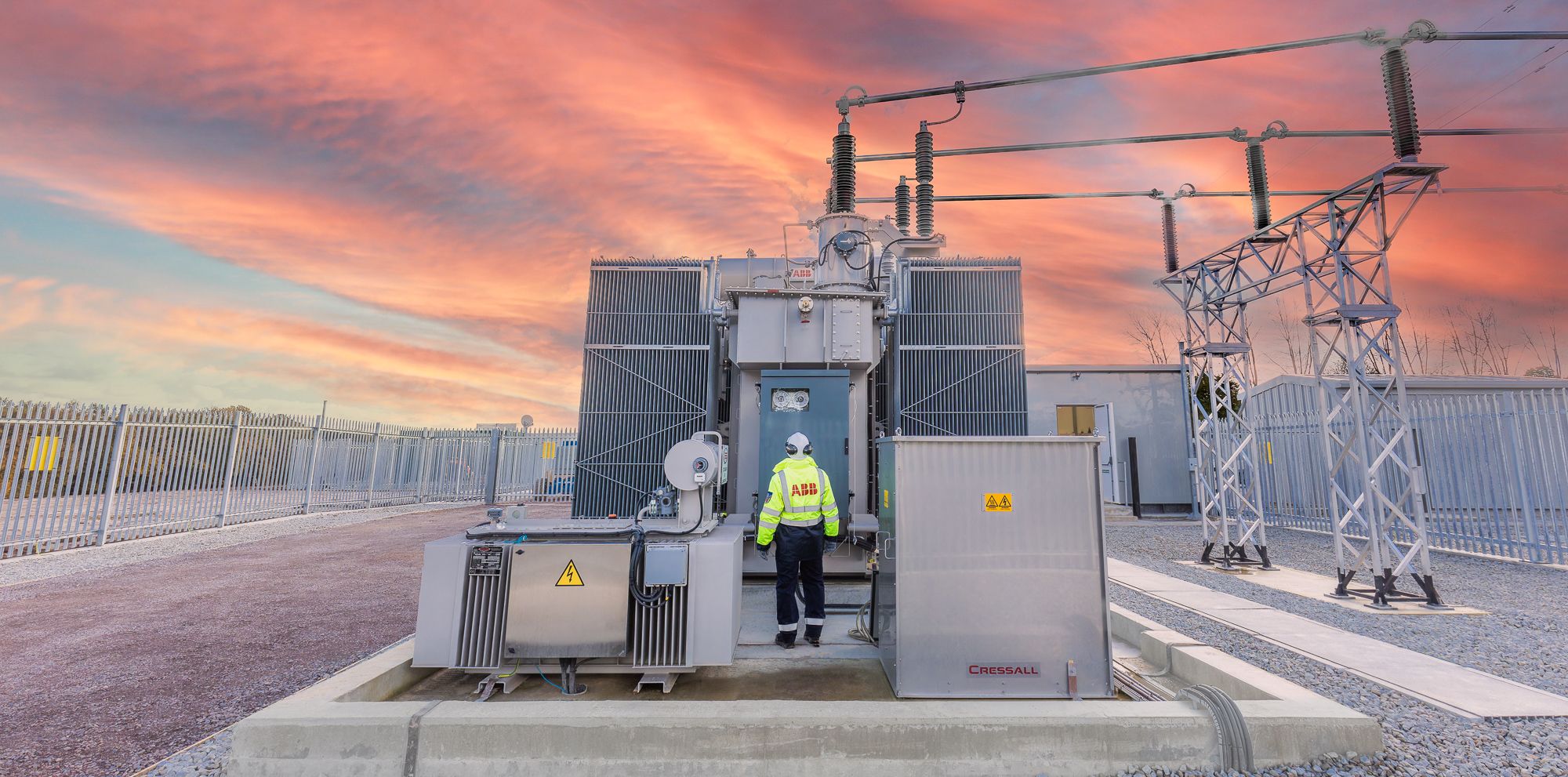Industrial photographer in London, Alan Harbord photographing ABB power installation