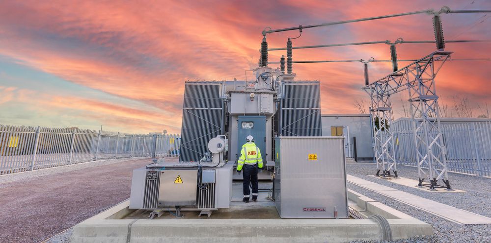 Industrial photographer in London, Alan Harbord photographing ABB power installation