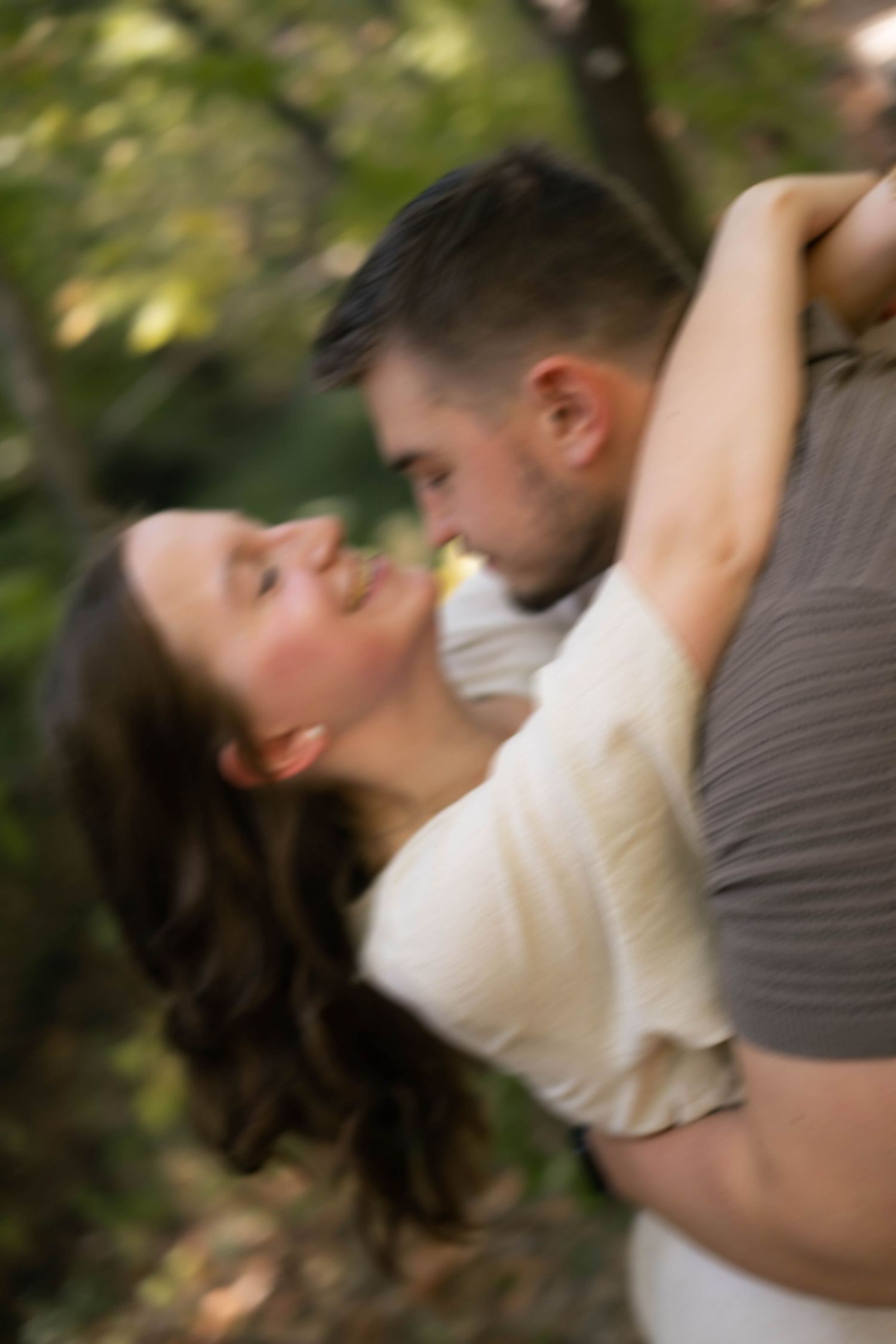 Fall outdoor golden hour engagement photos in woods at Starved Rock in Oglesby, Illinois