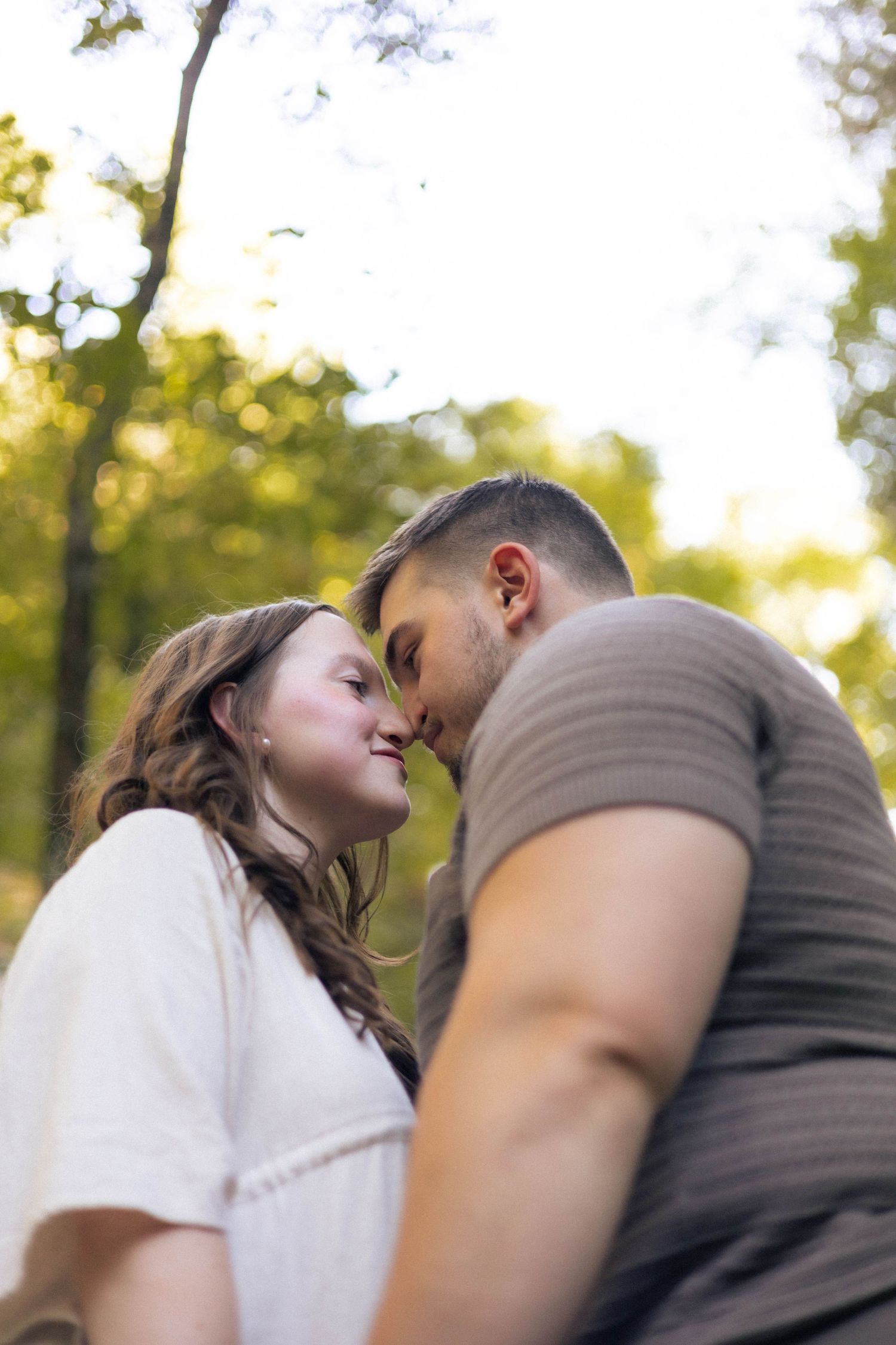 Fall outdoor golden hour engagement photos in canyon at Starved Rock in Oglesby, Illinois