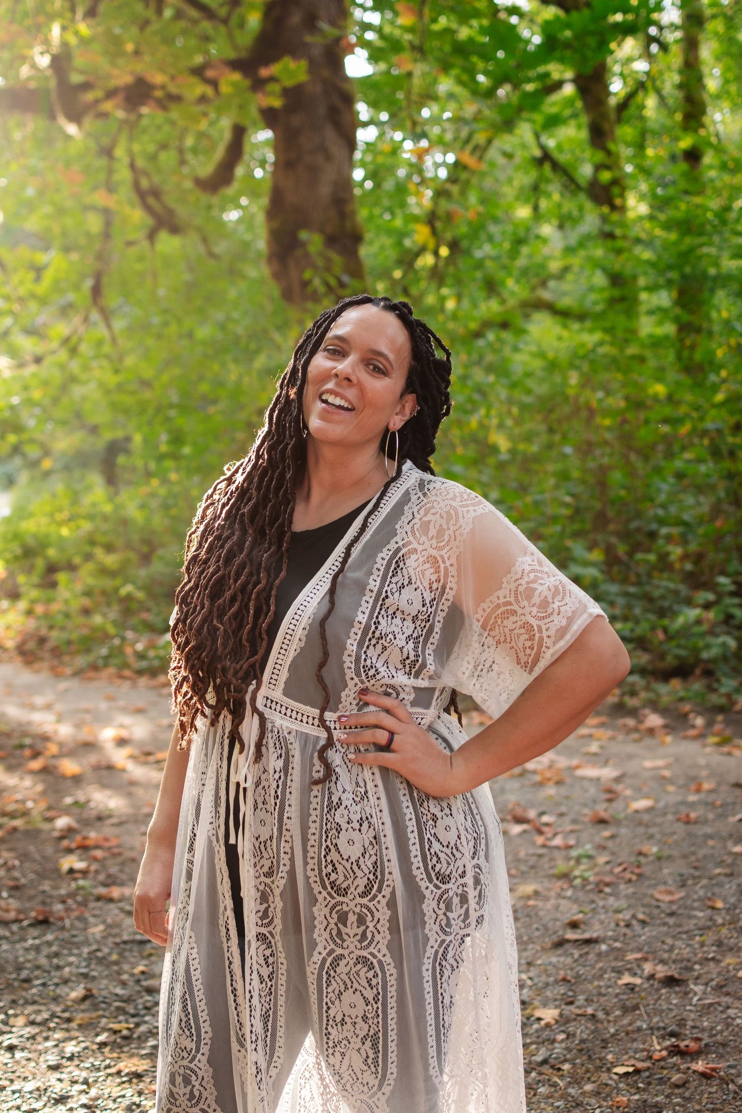 Confident woman celebrating her 40th birthday with an outdoor portrait session in Auburn, Washington.