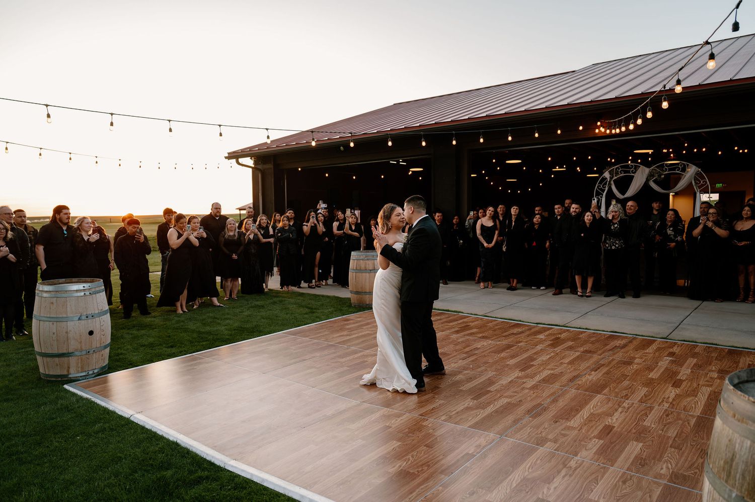 Black tie wedding reception