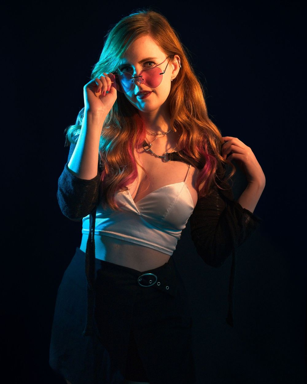 Portrait with colour lights