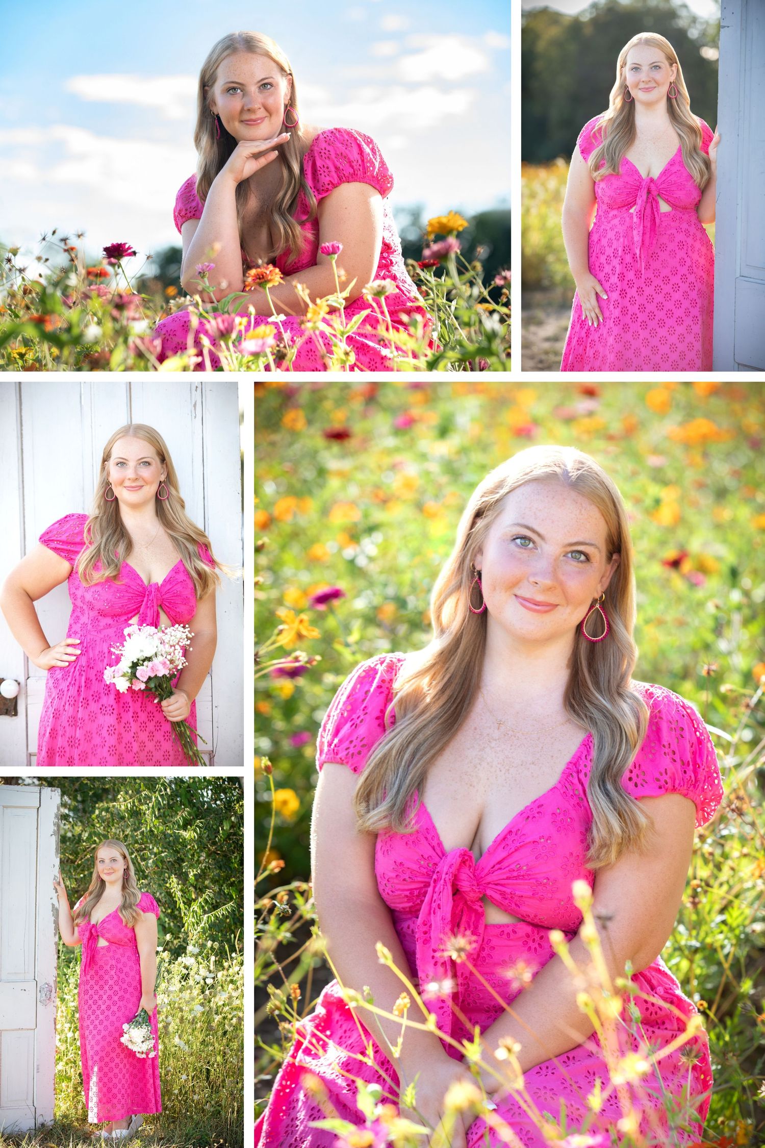 Olentangy senior pictures in a field.  Flower field senior pictures.  Mitchells Blooms & Berries senior pictures. Boho senior pictures.