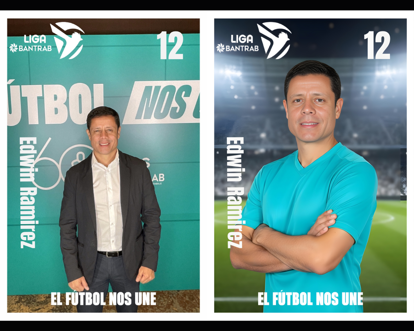 A series of social media banner designs featuring teal and dark backgrounds with sports-themed branding elements.