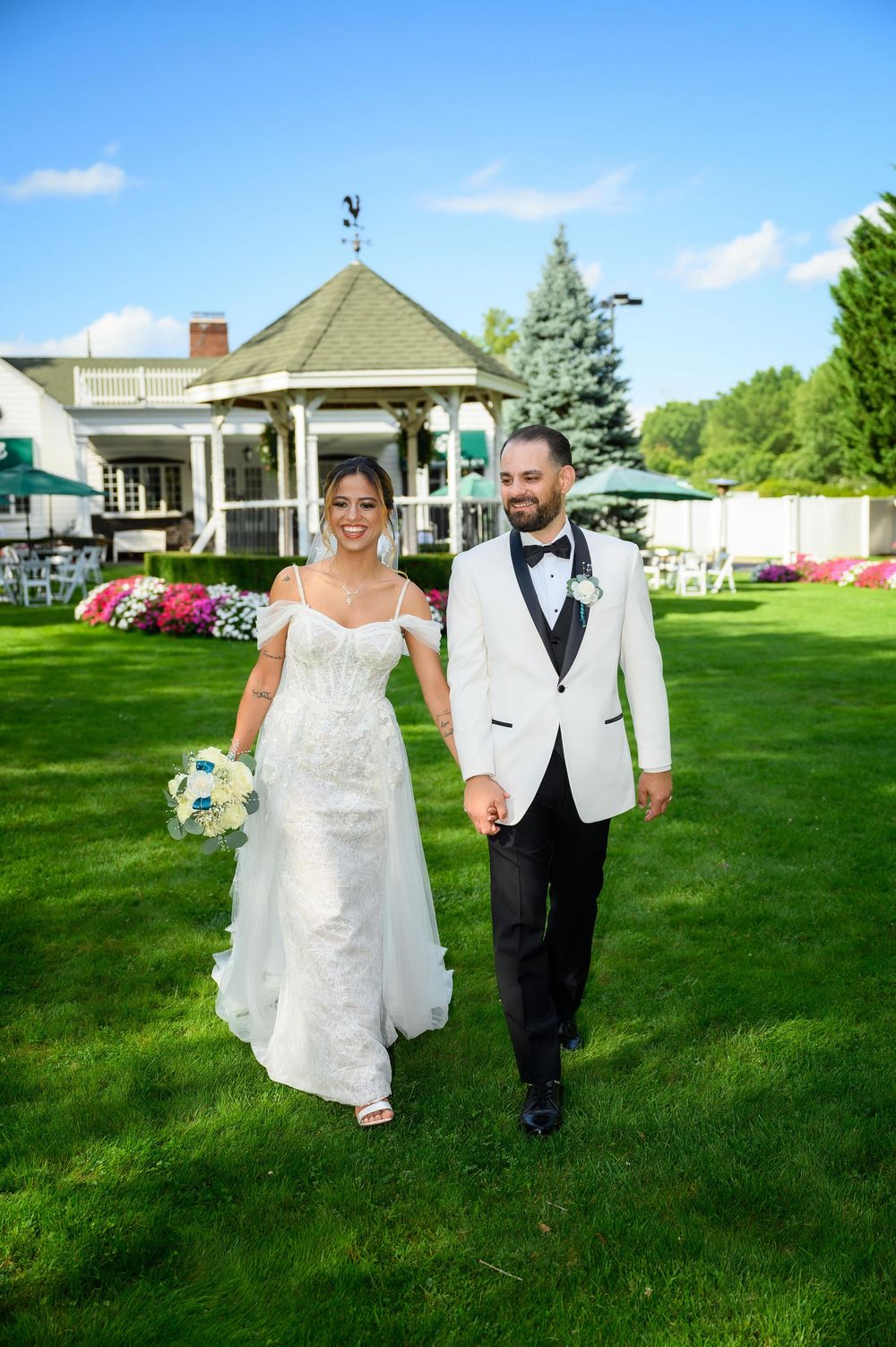 Romantic bride and groom portrait at Stewart Manor Country Club in Long Island NY