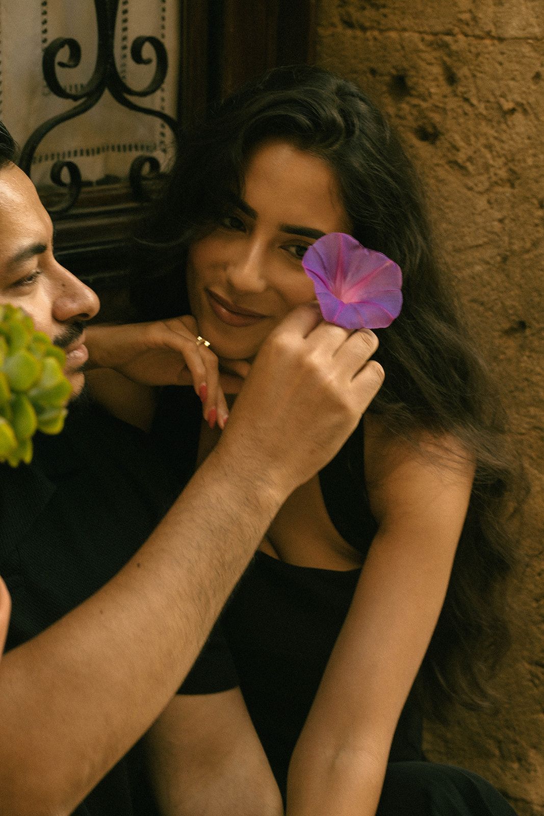 Couple with a flower in Valldemossa, Spain