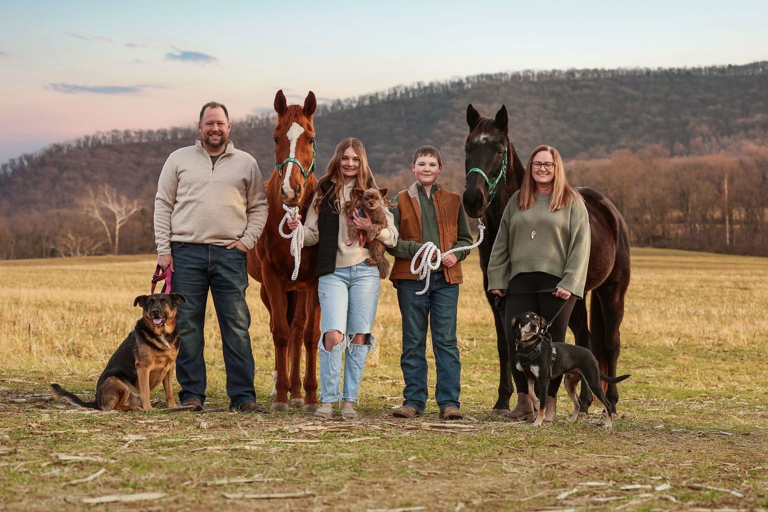 Family photo with pets