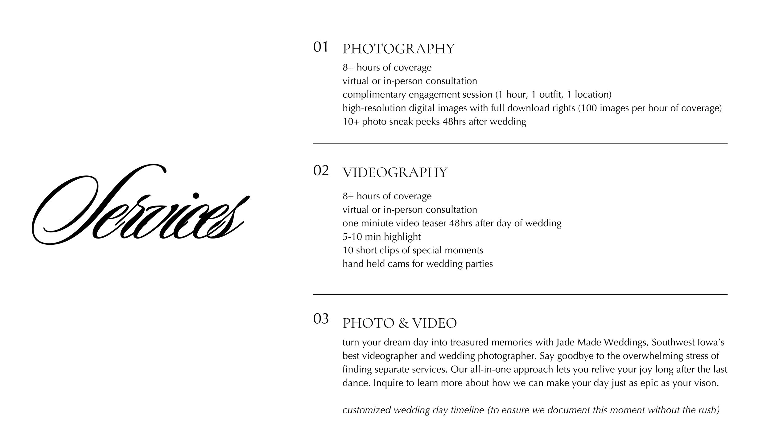 Three columns of text with decorative headers showing typography samples and layout designs on a white page.